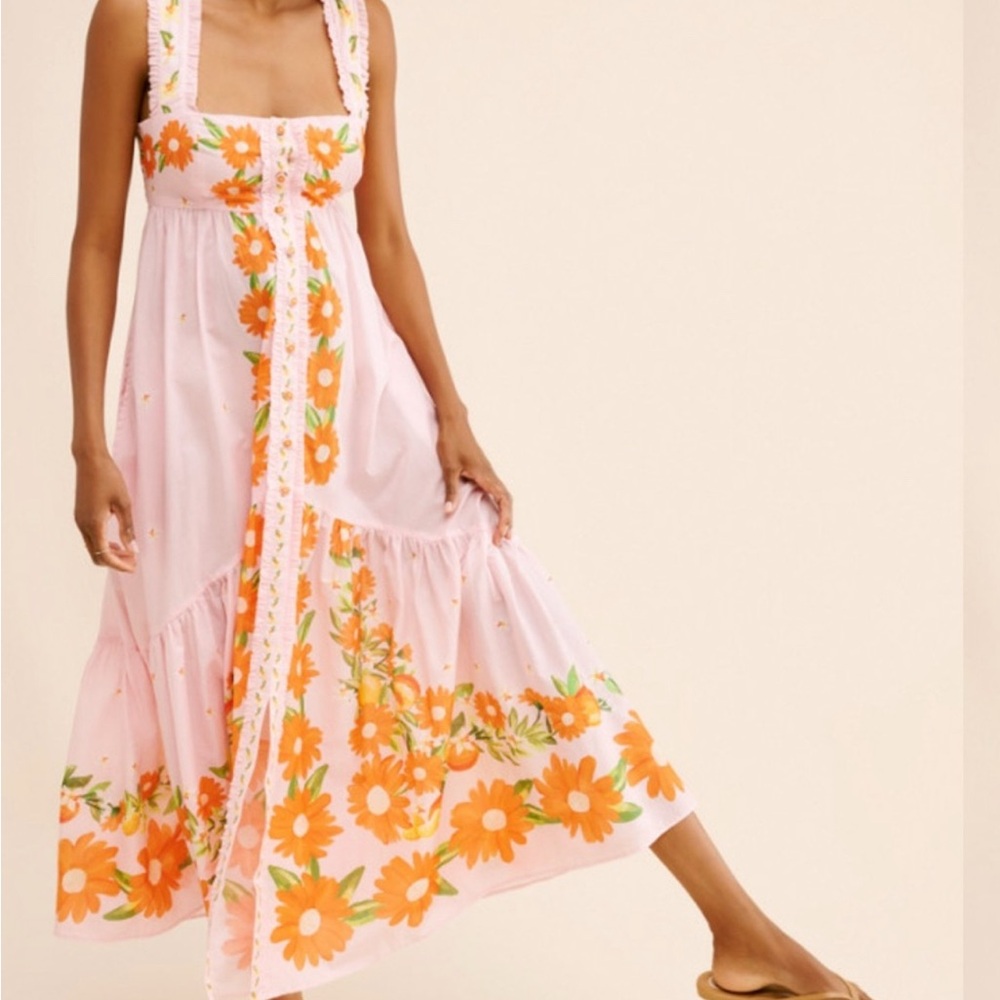 Floral Pink and Orange Maxi Dress